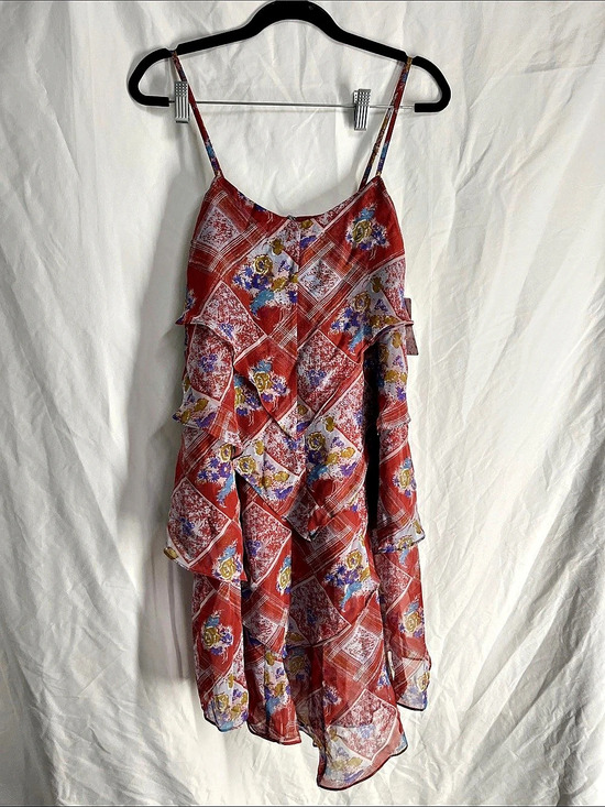 Free People Dresses & Skirts - NWT Free People Red Rose C Plaid Floral Mini Dress in Red Size 0